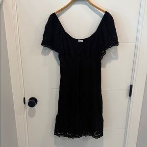 Love Black Mini Dress with Eyelet Detail size medium